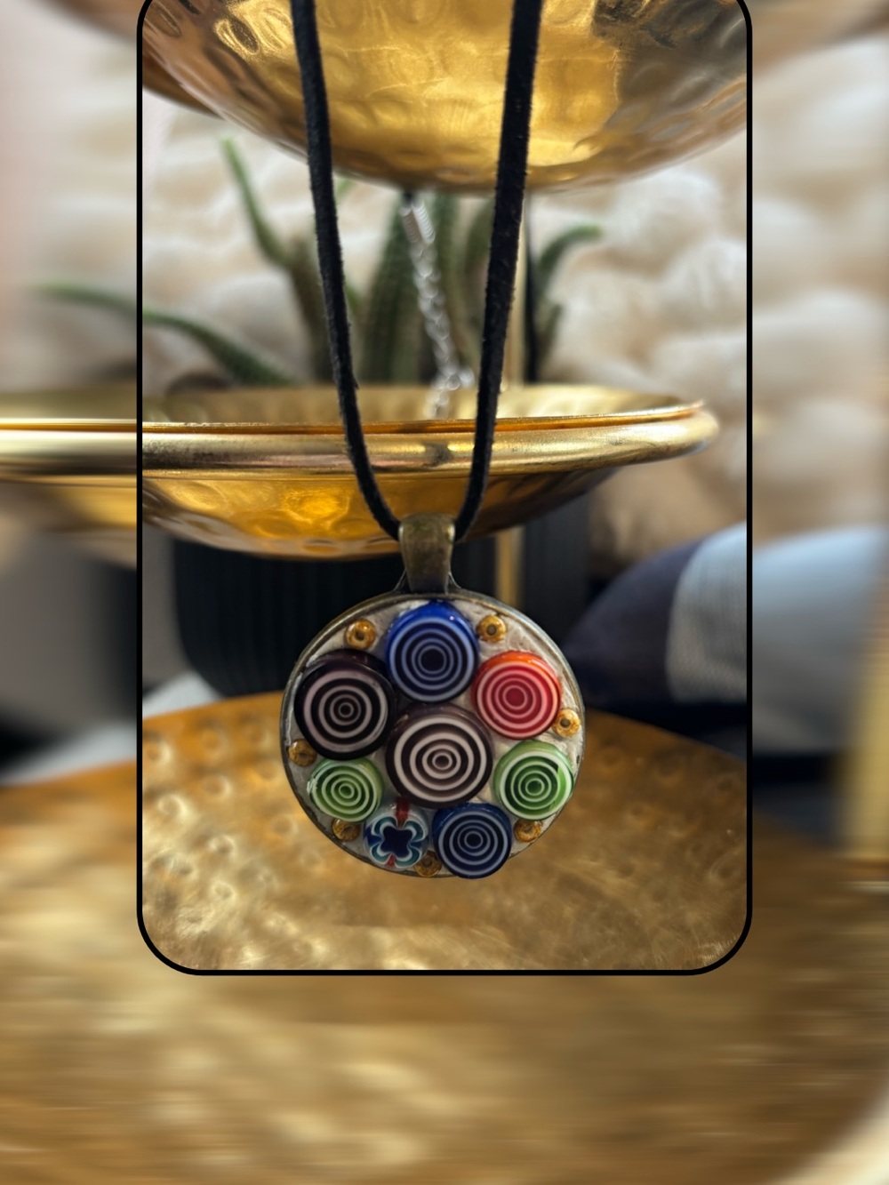 Glass Millefiori Handmade Mosaic Necklace - Women Jewelry One of Kind Gallery